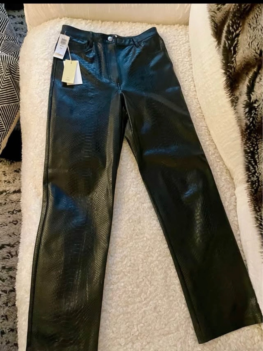 Aritzia Melina Black Faux-Leather Straight Leg Pants